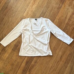 Ann Taylor White Wrap 3/4 Sleeve Blouse - M